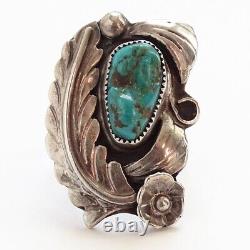 Vintage 1970s Native American Navajo Turquoise Sterling Ring Size 5.75