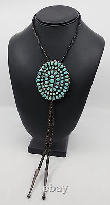 Vintage American Indian Navajo Victor Moses Begay Sterling Turquoise Bolo Tie