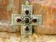 Vintage Dan Dodson Navajo Stamped Sterling Silver Garnet Cross Pendant-2327.26