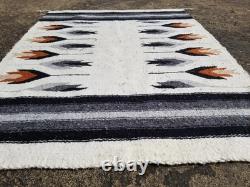 Vintage Handmade Native American Navajo Arrows Wool Multi Rug 3.2x2.4 ft