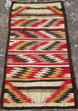 Vintage Handmade Native American Navajo Eye Dazzler Wool Multicolor Rug 5.3x2.9f