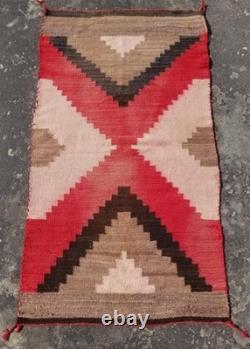 Vintage Handmade Native American Navajo Ganado Multicolor Wool Rug 4.7x2.6ft