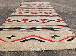 Vintage Handmade Native American Navajo Storm Wool Multi Kilim 4.9x2.3 ft