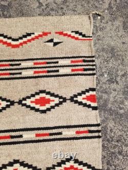 Vintage Handmade Native American Navajo Storm Wool Multi Kilim 4.9x2.3 ft