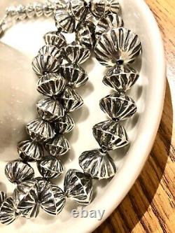 Vintage Handmade Native American Sterling Silver Fluted Navajo / Desert Pearls