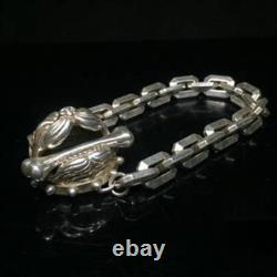 Vintage Indian Navajo Indigenous Antique Collection tiger Silver Bracelet 360656