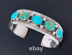 Vintage Justin Morris Navajo Sterling Silver & Turquoise Cuff Bangle Bracelet