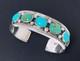 Vintage Justin Morris Navajo Sterling Silver & Turquoise Cuff Bangle Bracelet