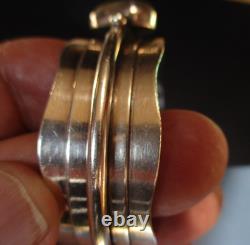 Vintage Modernist Native American sterling silver boulder opal cuff signed
