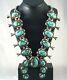 Vintage Natural Royston Turquoise Squash Blossom Necklace, Old Pawn C1960s, Huge