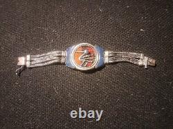 Vintage NAVAJO Handmade NATIVE AMERICAN LAPIS SILVER BRACELET 46.1g