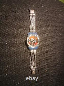 Vintage NAVAJO Handmade NATIVE AMERICAN LAPIS SILVER BRACELET 46.1g