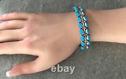 Vintage Native American 20 Turquoise Sterling Silver bracelet M Guerro G-56.7