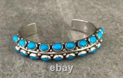 Vintage Native American 20 Turquoise Sterling Silver bracelet M Guerro G-56.7