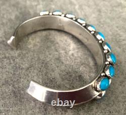 Vintage Native American 20 Turquoise Sterling Silver bracelet M Guerro G-56.7