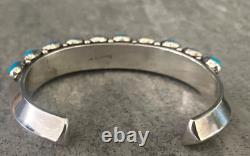 Vintage Native American 20 Turquoise Sterling Silver bracelet M Guerro G-56.7