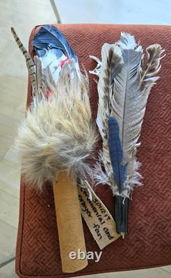 Vintage Native American Ceremonial Fan, Large Smudging Prayer Feather Fan