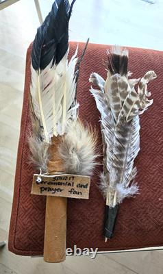 Vintage Native American Ceremonial Fan, Large Smudging Prayer Feather Fan