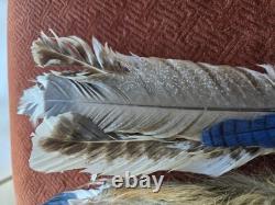 Vintage Native American Ceremonial Fan, Large Smudging Prayer Feather Fan
