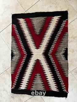 Vintage Native American Indian Navajo Wool Rug Approx 26x40 GEOMETRIC