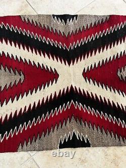 Vintage Native American Indian Navajo Wool Rug Approx 26x40 GEOMETRIC