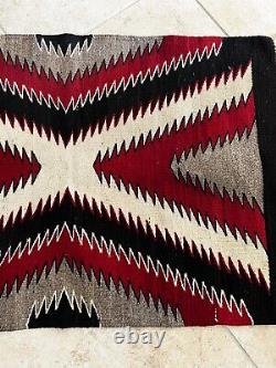 Vintage Native American Indian Navajo Wool Rug Approx 26x40 GEOMETRIC