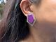 Vintage Native American Inlay Stud Earrings Charoite Stone Handmade Jewelry