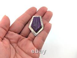 Vintage Native American Inlay Stud Earrings Charoite Stone Handmade Jewelry