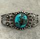 Vintage Native American Navajo Turquoise Hand Pulled Silver Wire Bracelet 7 39g