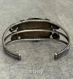 Vintage Native American NAVAJO Turquoise Hand Pulled Silver Wire Bracelet 7 39g