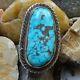 Vintage Native American Navajo 925 Sterling Silver Turquoise Pinky Ring Size 5