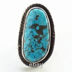 Vintage Native American Navajo 925 Sterling Silver Turquoise Pinky Ring Size 5