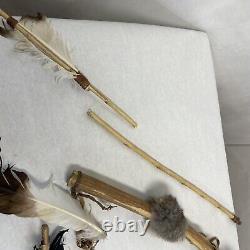 Vintage Native American Navajo Antler Bow and? Arrows Deer Skin
