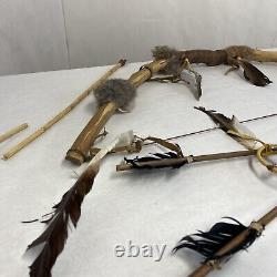 Vintage Native American Navajo Antler Bow and? Arrows Deer Skin