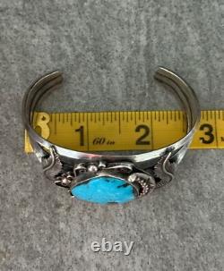 Vintage Native American Navajo BIG MORENCI Turquoise CARINATED Sterling Bracelet
