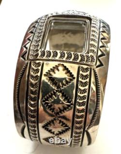 Vintage Native American Navajo CARSON B Cuff Watch Bracelet