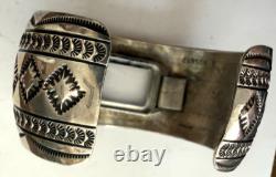 Vintage Native American Navajo CARSON B Cuff Watch Bracelet