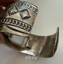 Vintage Native American Navajo CARSON B Cuff Watch Bracelet