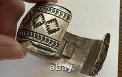 Vintage Native American Navajo CARSON B Cuff Watch Bracelet