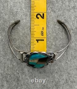 Vintage Native American Navajo CHERI S. Turquoise Onyx MOP Sterling Bracelet