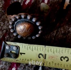 Vintage Native American Navajo Copper Cuff Fred Harvy Era Really Fine