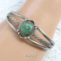 Vintage Native American Navajo Cuff Bracelet Turquoise Sterling Silver Handmade