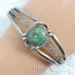 Vintage Native American Navajo Cuff Bracelet Turquoise Sterling Silver Handmade