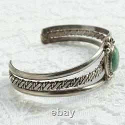 Vintage Native American Navajo Cuff Bracelet Turquoise Sterling Silver Handmade