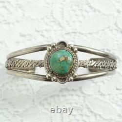 Vintage Native American Navajo Cuff Bracelet Turquoise Sterling Silver Handmade