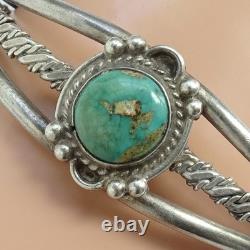 Vintage Native American Navajo Cuff Bracelet Turquoise Sterling Silver Handmade