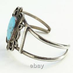 Vintage Native American Navajo Cuff Bracelet Turquoise Sterling Silver Pyrite