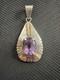 Vintage Native American Navajo Designer Signed Amethyst Necklace Pendant, 2.5