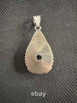 Vintage Native American Navajo Designer Signed Amethyst Necklace Pendant, 2.5
