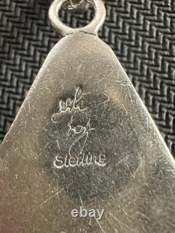 Vintage Native American Navajo Designer Signed Amethyst Necklace Pendant, 2.5